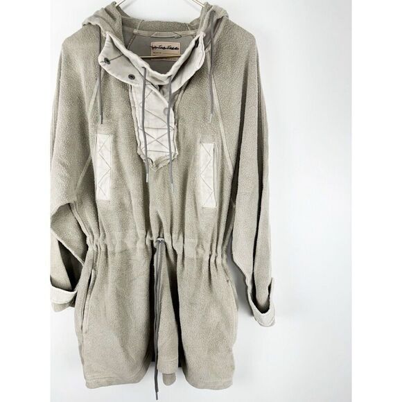 Free People We The Free Sadie Surplus Knit Grey Jacket Fleece Hoodie XS - Picture 4 of 7